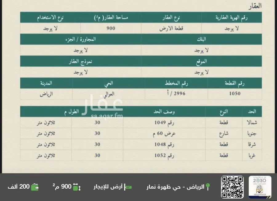 أرض للإيجار في شارع نجم الدين الأيوبي, حي العوالي, مدينة الرياض, منطقة الرياض